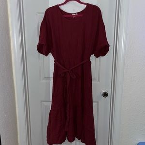 GAP Gauzy/ Flowy Bobo dress with belted waist (Red Clay- 100% Cotton)